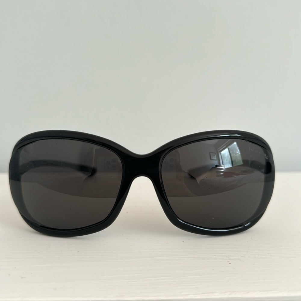 Tom Ford Oversized Black Sunglasses with Dark Grey Lenses